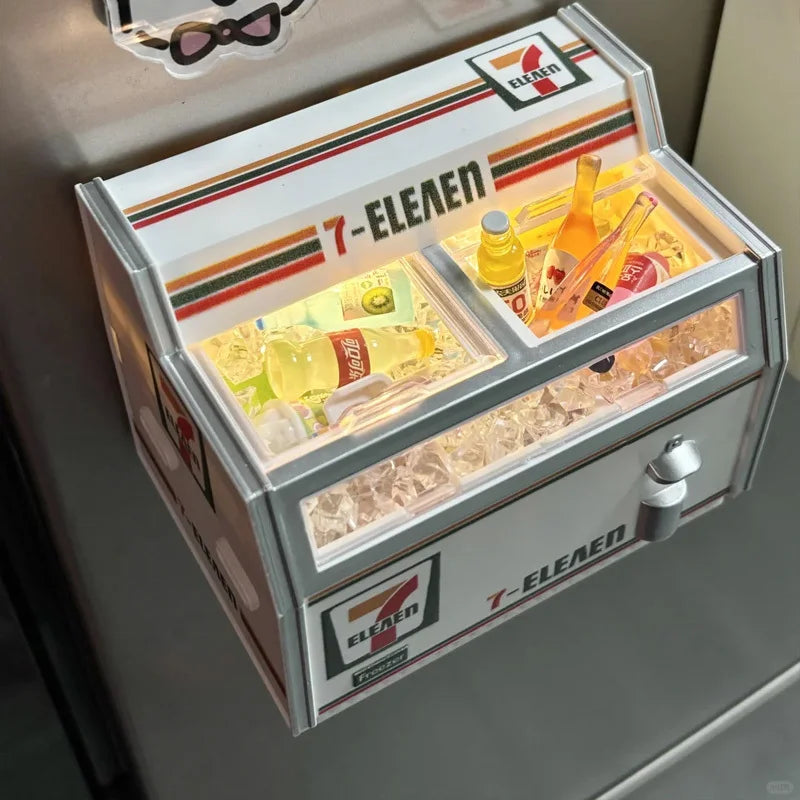 Mini 711 Small Freezer Toy Fridge Magnet – Japanese Kawaii Refrigerator Decor for Kitchen, Office, or Locker