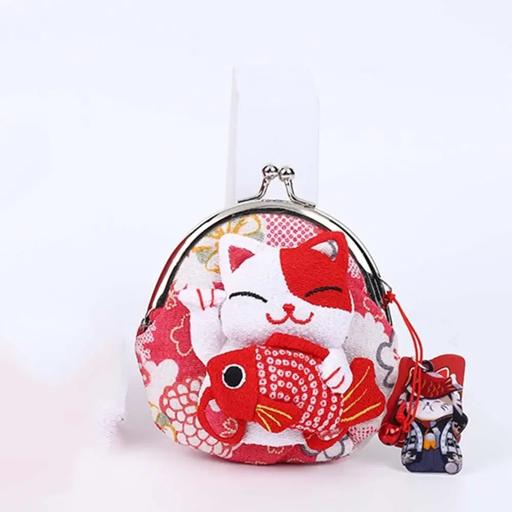 Japanese Maneki Neko Fortune Cat Coin Purse – Cute Lucky Cat Mini Wallet Pouch
