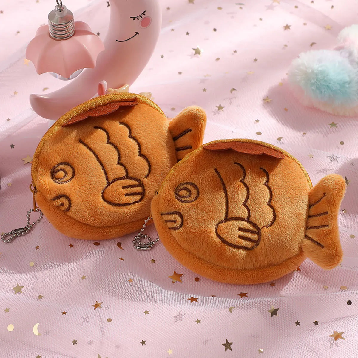 Cute Japanese fish cake taiyaki pouch with zipper