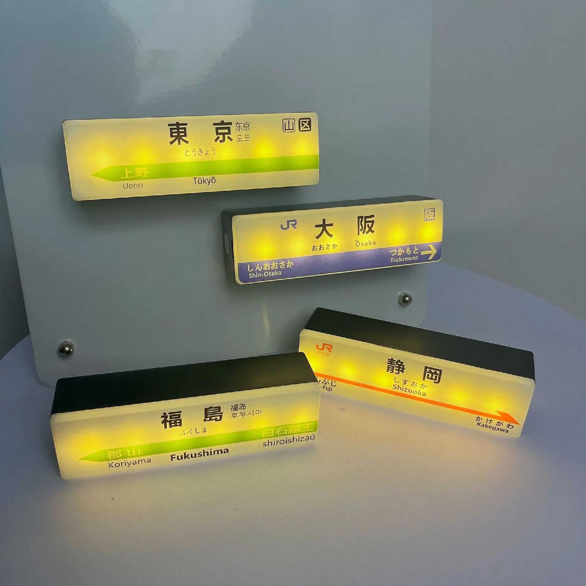 LED Shinkansen station sign magnet on fridge kawaii Japanese decor
