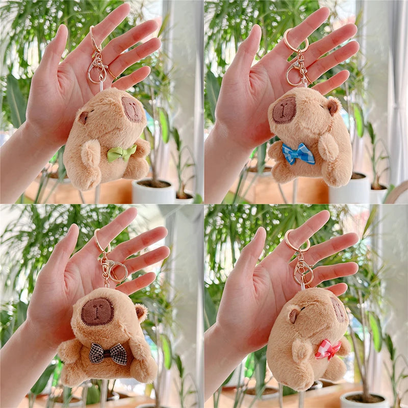 Cute capybara plush keychain kawaii animal bag charm soft key ring
