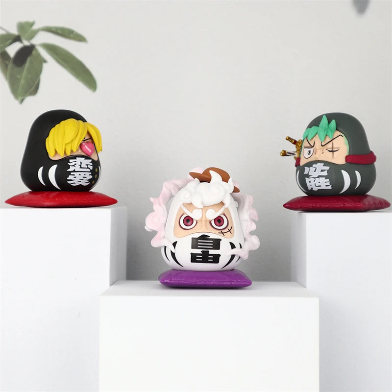 Mini One Piece Zoro Daruma figure anime chibi Q-version statue