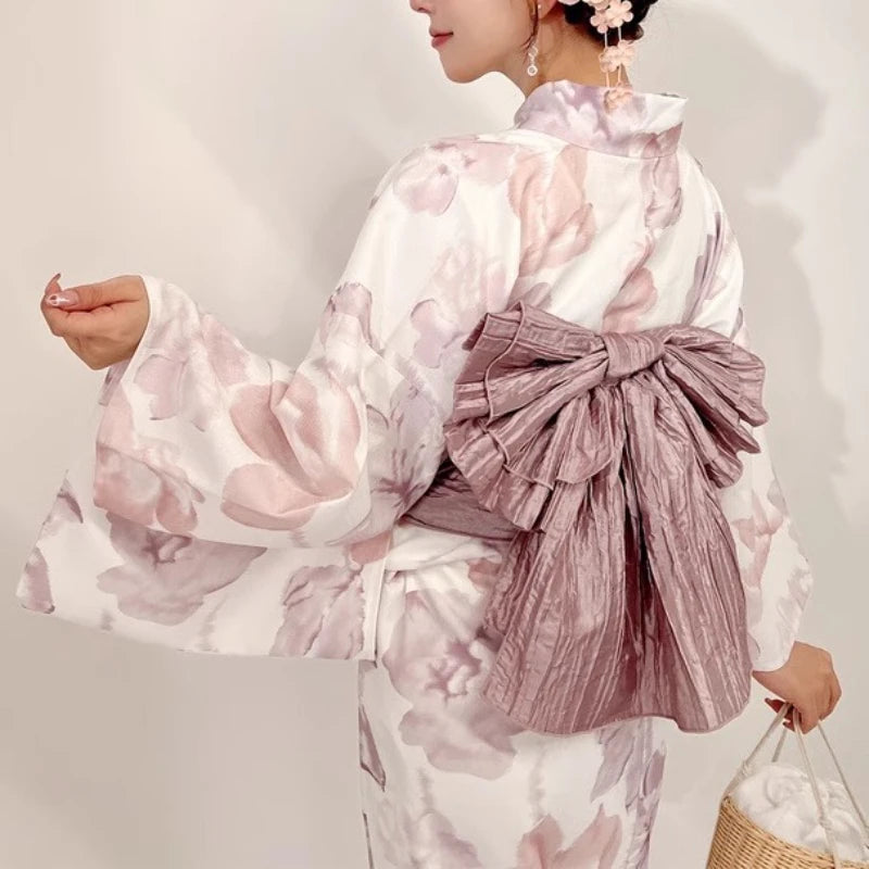 Japanese Kimono Obi Belt – Solid Pleated Soft Bow Tie Yukata Geisha Waist Belt for Women Cosplay, Party, and Traditional Dressing”