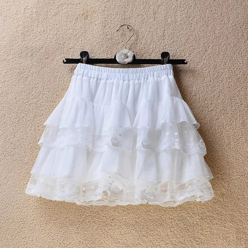 Gothic Lace Tutu Skirt – Women’s Black or White Mesh Mini Skirt for Party, Clubwear & Cosplay