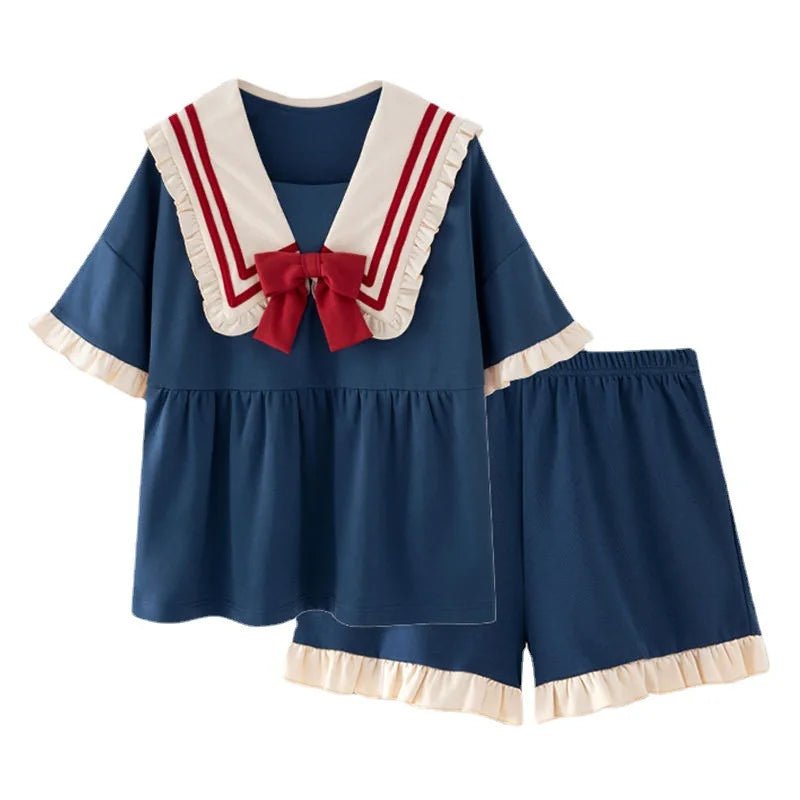 Kawaii school uniform style pajama set for women