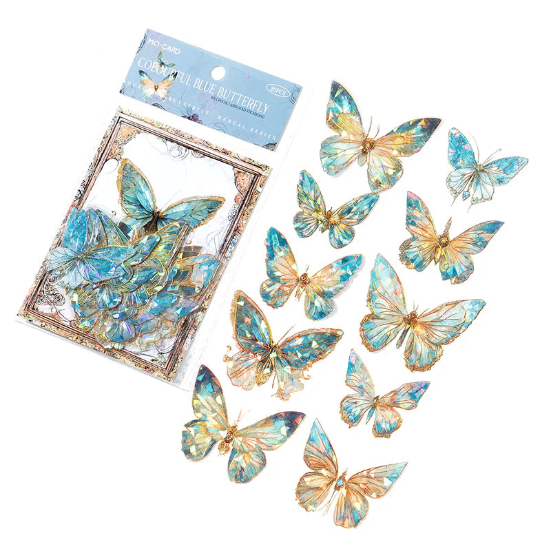 Aesthetic shiny butterfly sticker pack for scrapbook and phone décor
