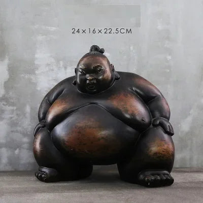 Abstract Japanese Sumo Resin Figurine – Retro Art Sculpture for Home Décor