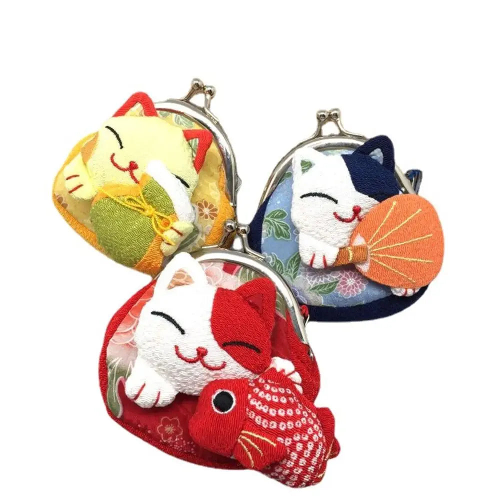 Japanese Maneki Neko coin purse cute lucky cat mini wallet