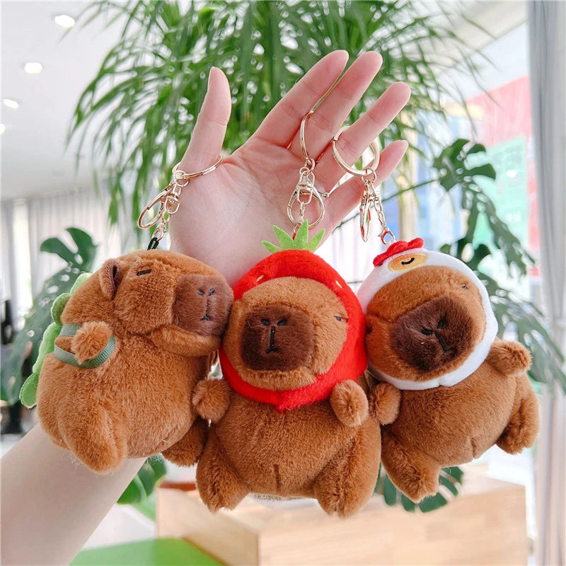 Cute capybara plush keychain kawaii animal bag charm soft key ring