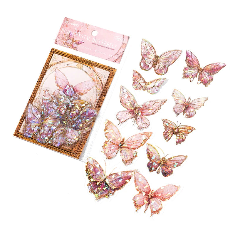 20PCS Aesthetic Laser Butterfly Stickers | Shiny Holographic Scrapbooking & Phone Decor