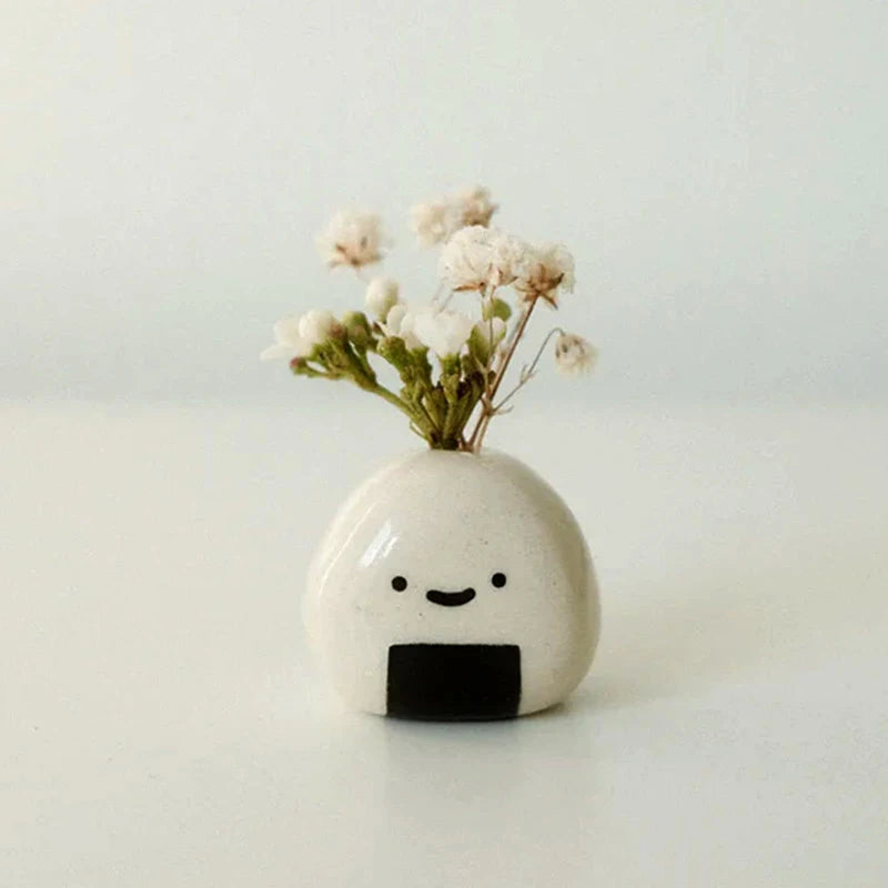 Mini Onigiri Bud Vase Set (1/3/5 PCS) – Handmade Ceramic Japanese Rice Ball Vases