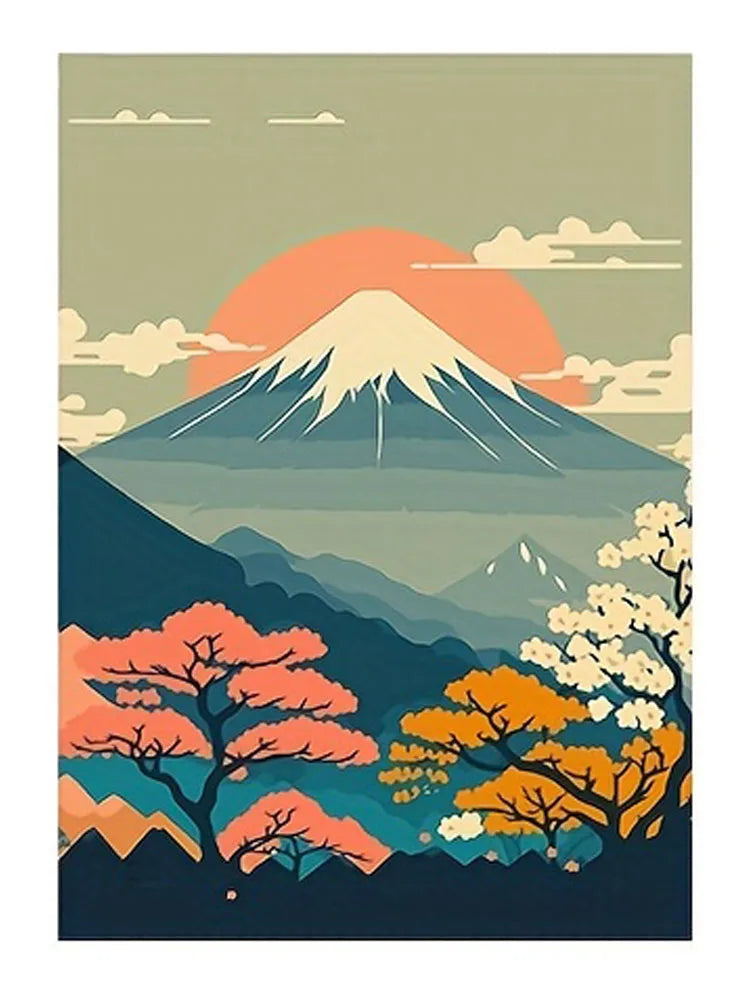 Japanese Nature Landscape Canvas Wall Art – Modern Living Room Prints & Posters