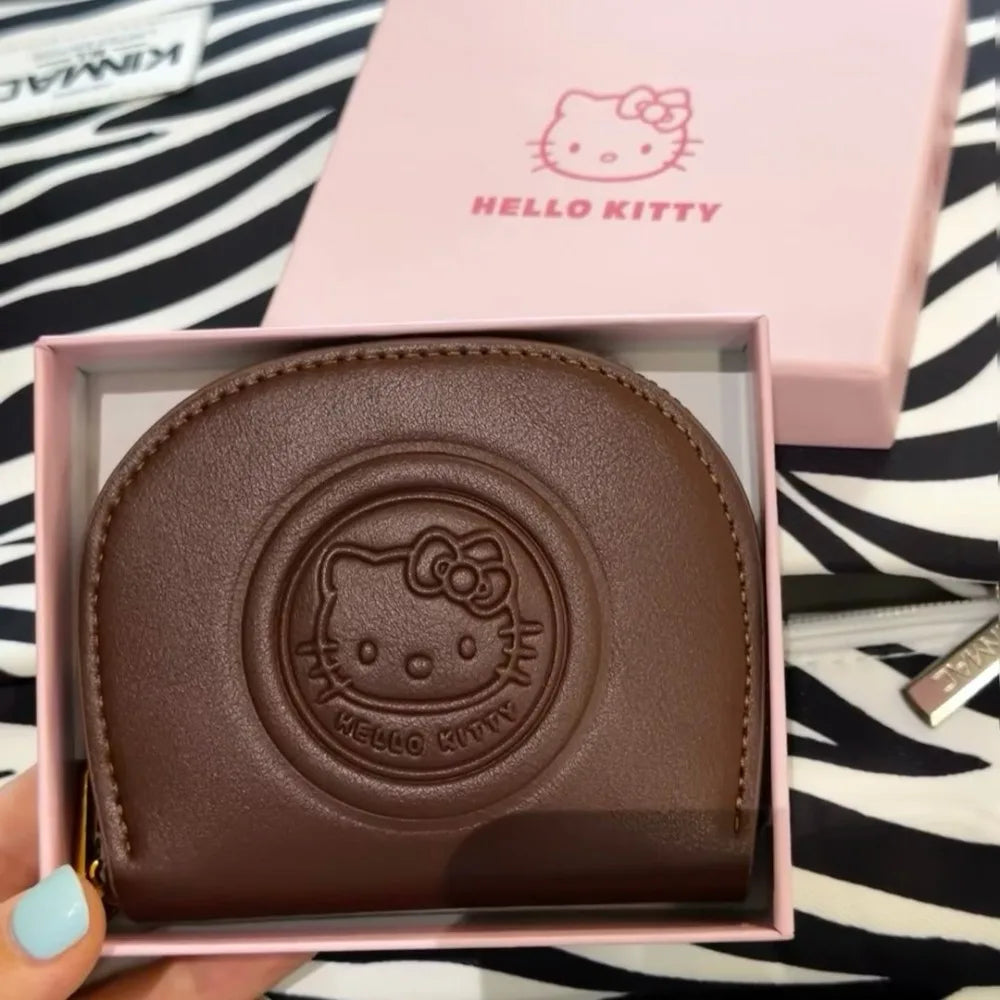 Kawaii Hello Kitty Retro Card Bag – Cute Cartoon Mini Wallet with Zipper | Girls Fashion ID Holder, Lightweight Storage Bag for Women & Gifts