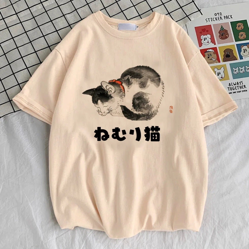 Japanese cat T-shirt with cute kawaii cat graphic design