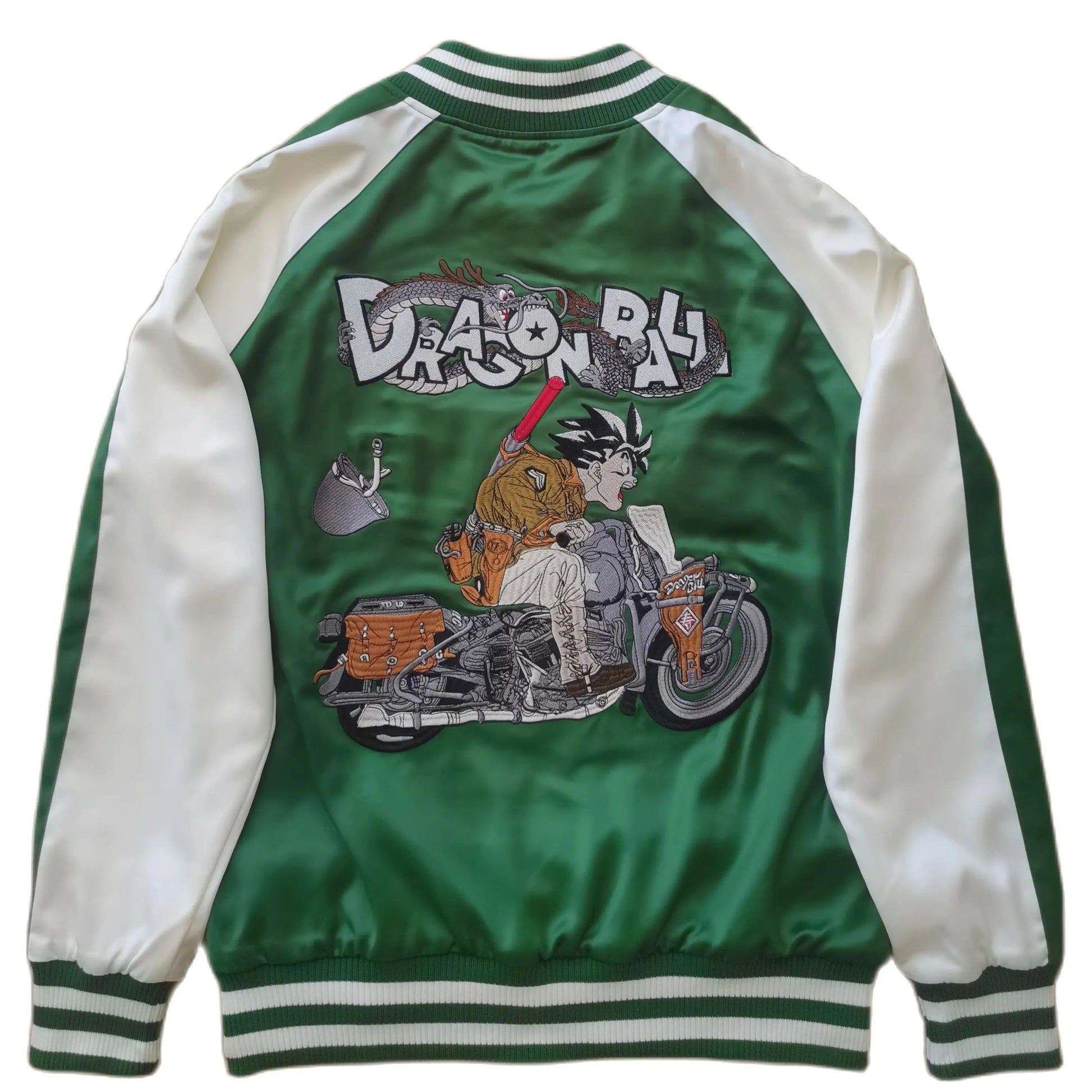 Green Unisex Dragon Ball Anime Sukajan Jacket Embroidered Loose Streetwear Coat