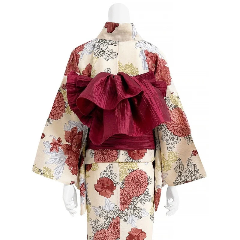 Japanese Kimono Obi Belt – Solid Pleated Soft Bow Tie Yukata Geisha Waist Belt for Women Cosplay, Party, and Traditional Dressing”