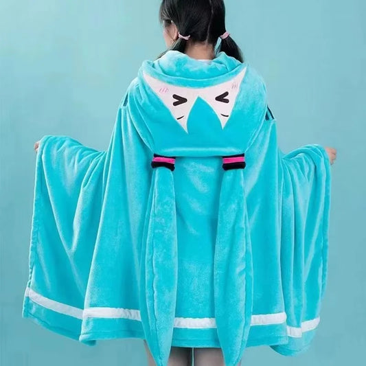 Japanese Anime Hoodie Blanket – Cozy Oversized Kawaii Pullover, Soft Fleece Wearable Blanket for Adults & Kids