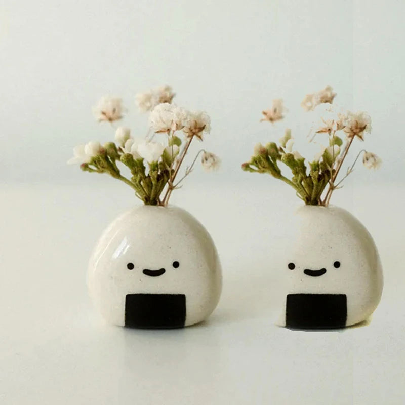 mini ceramic onigiri bud vase japanese rice ball vase