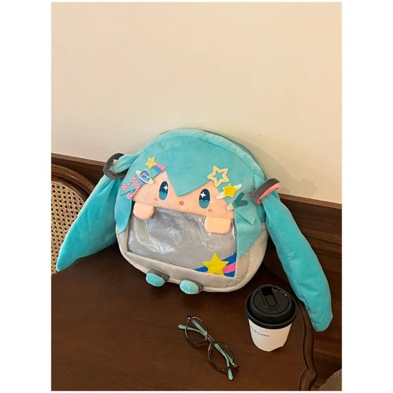 Front view Hatsune Miku cute cartoon backpack large capacity school bag