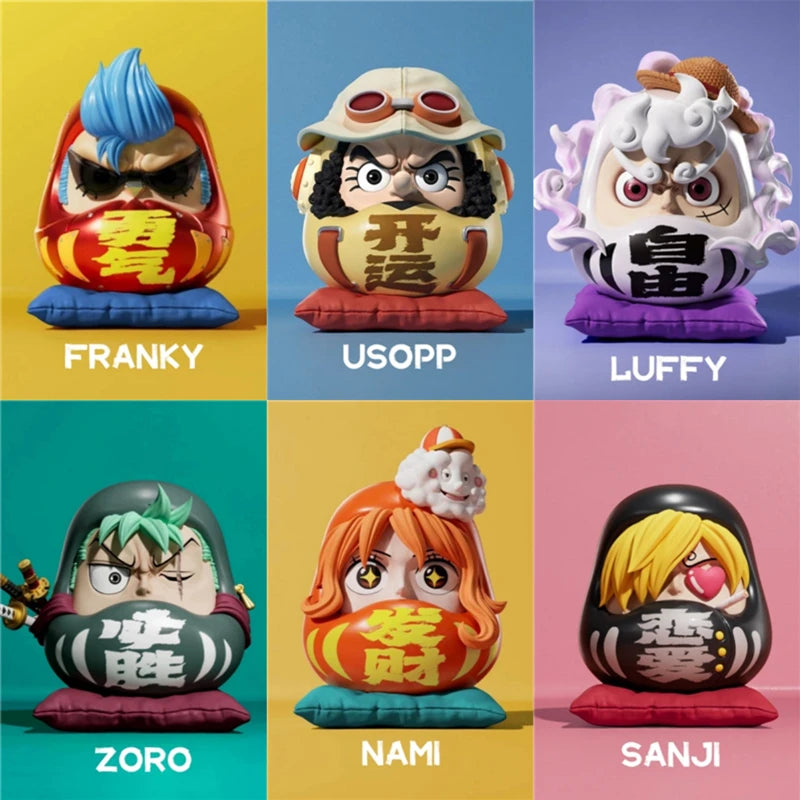 One Piece chibi Daruma figure Nika Luffy 6cm PVC collectible toy