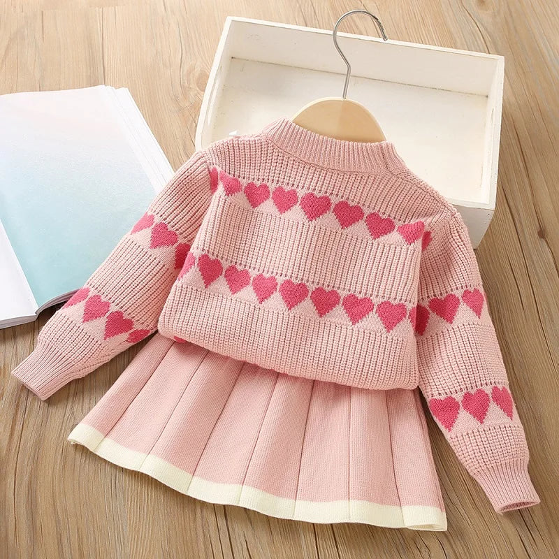 Girls 2 Piece Sweater and Skirt Set