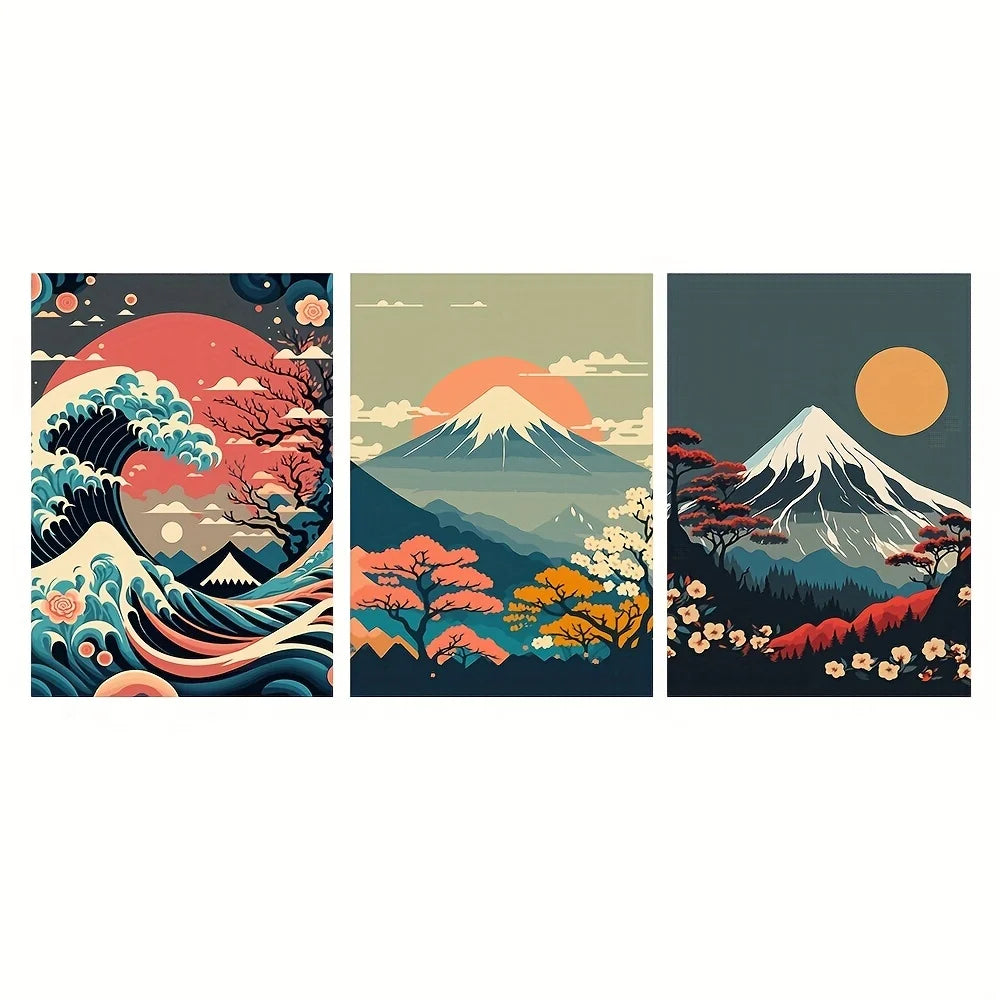 Japanese Nature Landscape Canvas Wall Art – Modern Living Room Prints & Posters