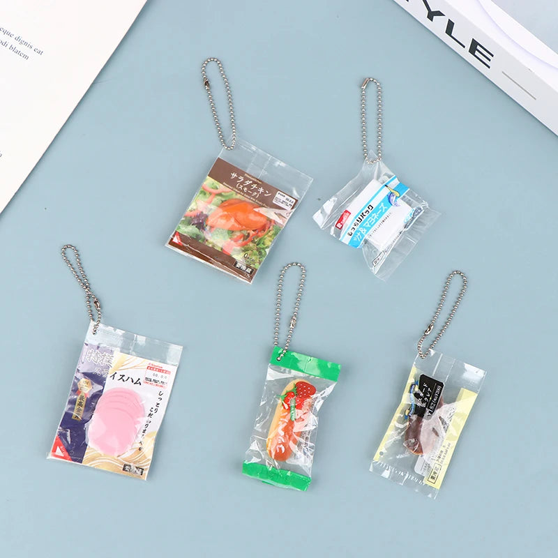 1PC Kawaii Miniature Food Keychain – Cute Simulation Snack Pendant | Random Style