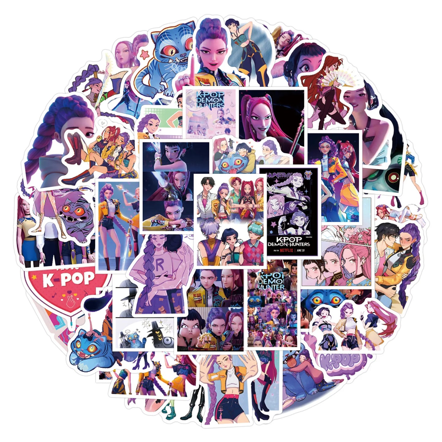 55Pcs Anime K-Pop Demon Hunters Stickers | Waterproof DIY Stickers for Scrapbooking, Laptop, Phone, Skateboard & Luggage