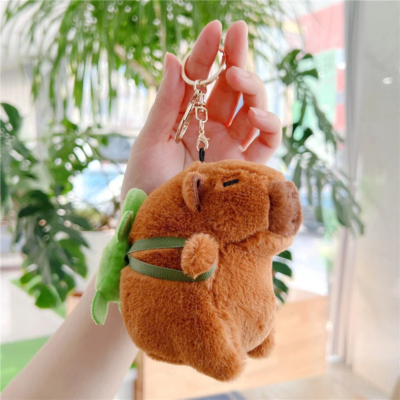 Cute capybara plush keychain kawaii animal bag charm soft key ring
