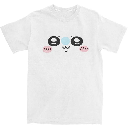 Women’s Anime Cartoon Face T-Shirt Front View – Y2K Kawaii Tee