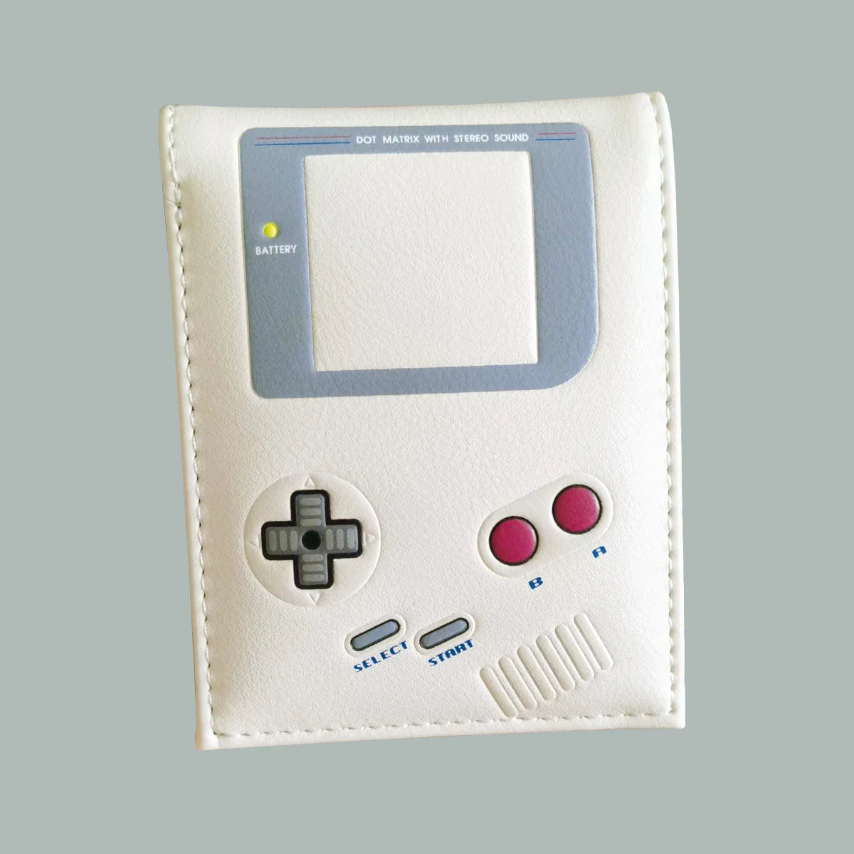 Retro gaming wallet inspired by a classic handheld game console.
