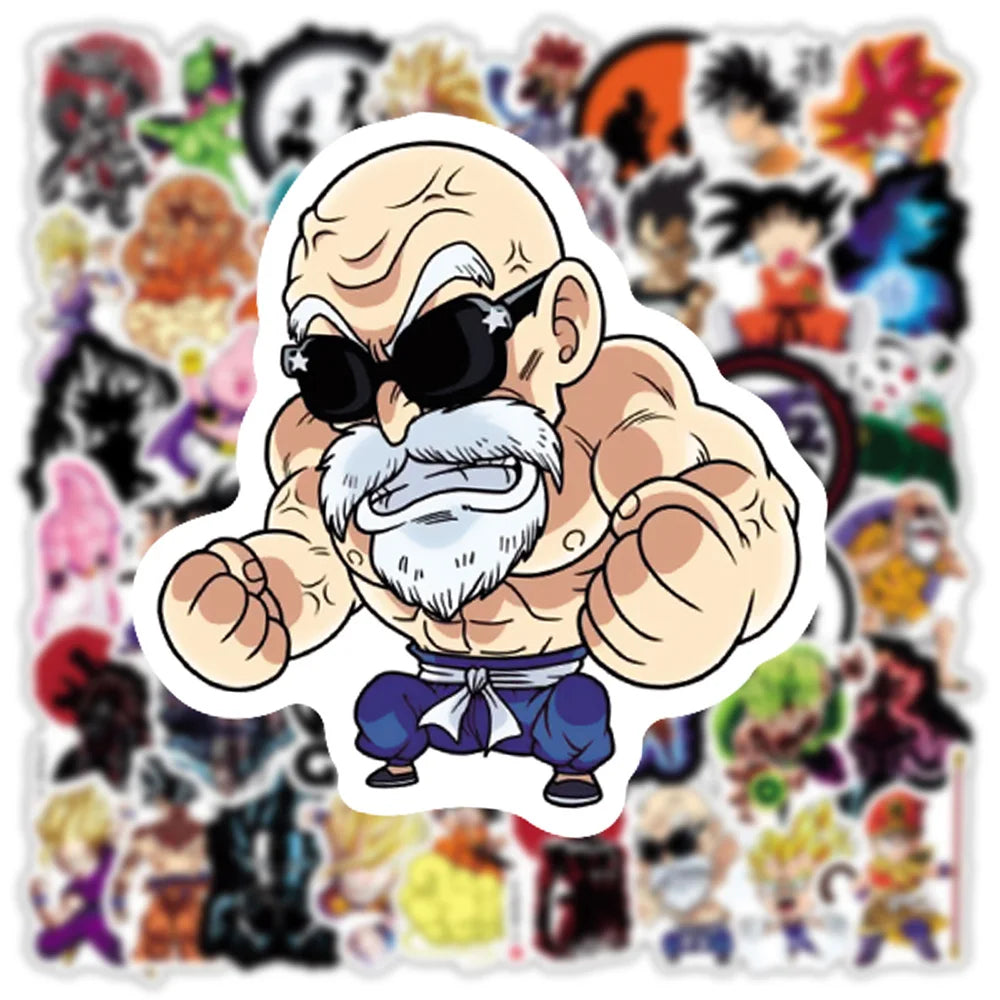 10/30/50/100PCS Dragon Ball Stickers – Son Goku Anime Cartoon Decals for Laptop, Skateboard, Water Bottle, PVC Waterproof Stickers