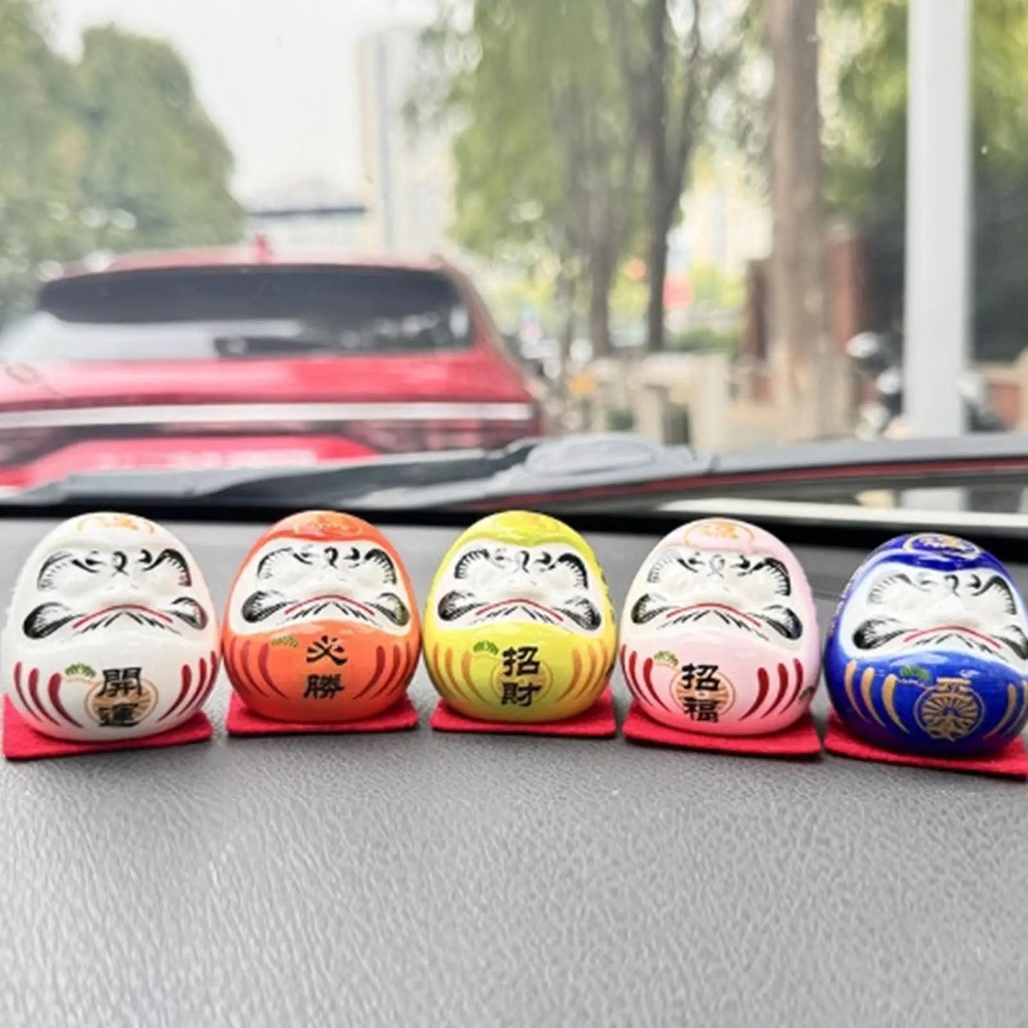 5pcs Mini Japanese Daruma Doll – Ceramic Lucky Charms for Desk, Home, and Gifts, 4.5cm Portable Collectible