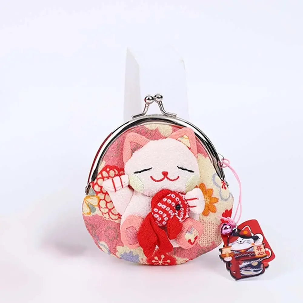 Japanese Maneki Neko Fortune Cat Coin Purse – Cute Lucky Cat Mini Wallet Pouch