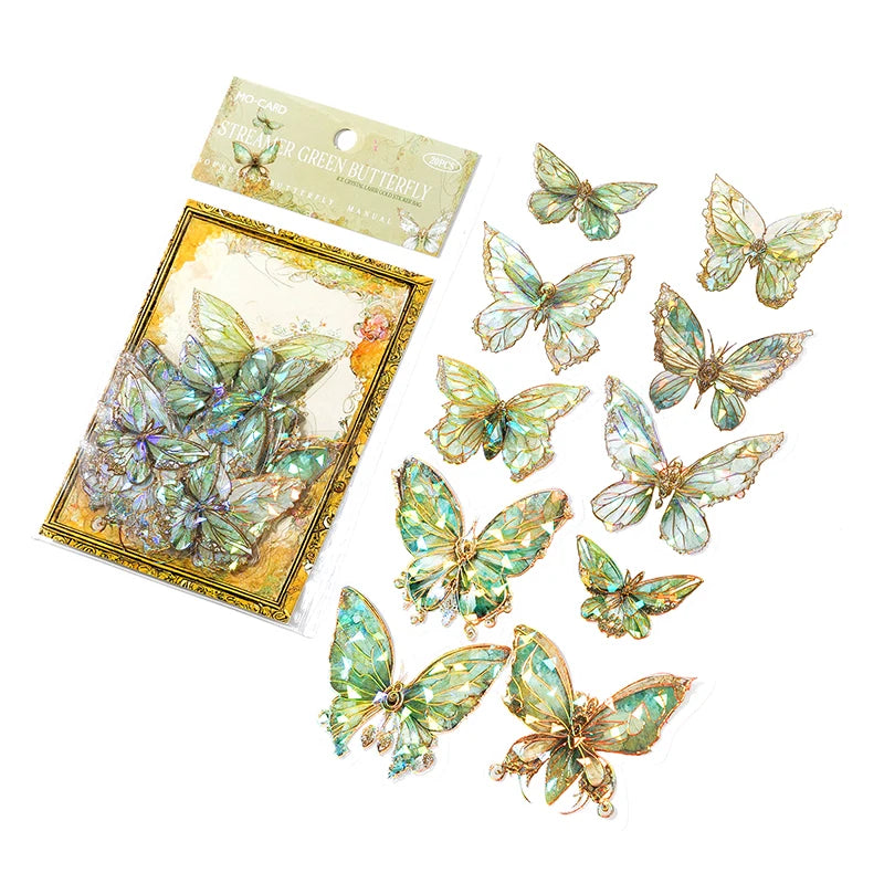 20PCS Aesthetic Laser Butterfly Stickers | Shiny Holographic Scrapbooking & Phone Decor
