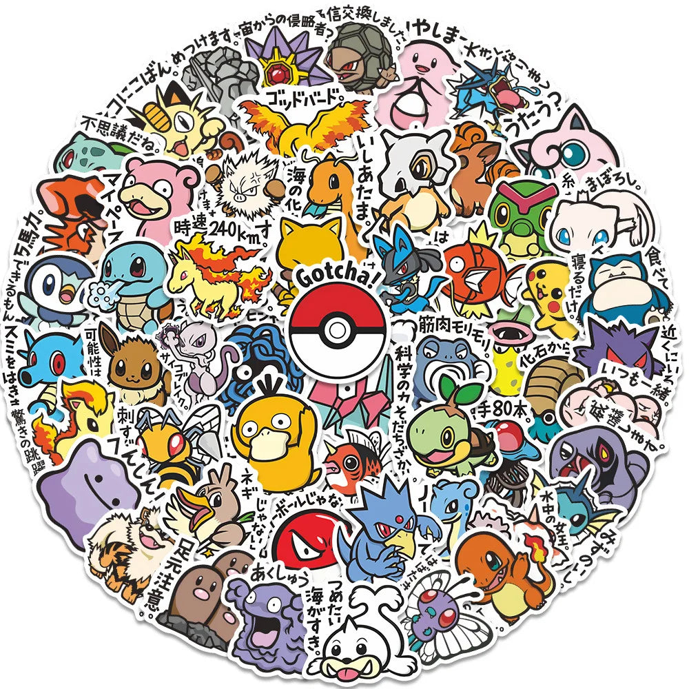 56 piece kawaii cartoon sticker set with colorful Japanese-style designs
