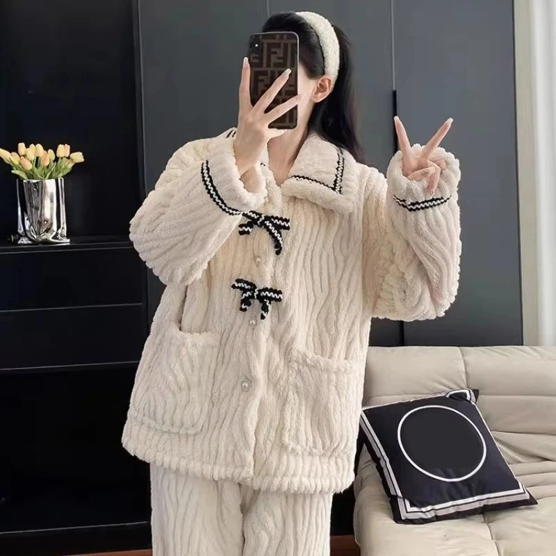 Cozy fluffy pajamas cotton polyester blend