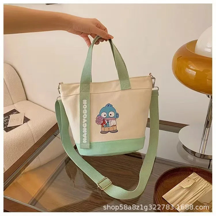 Sanrio Hello Kitty & Kuromi Canvas Shoulder Bag – Kawaii Anime Print Lightweight Crossbody Purse for Girls & Teens