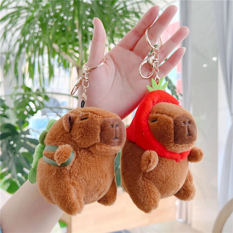 Cute capybara plush keychain kawaii animal bag charm soft key ring