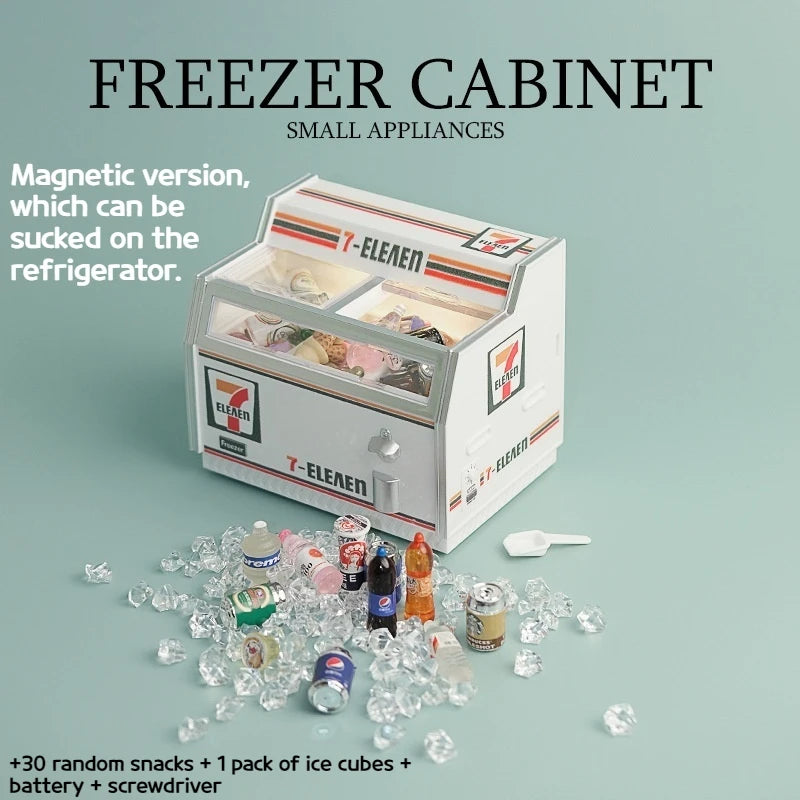 Mini 711 Small Freezer Toy Fridge Magnet – Japanese Kawaii Refrigerator Decor for Kitchen, Office, or Locker