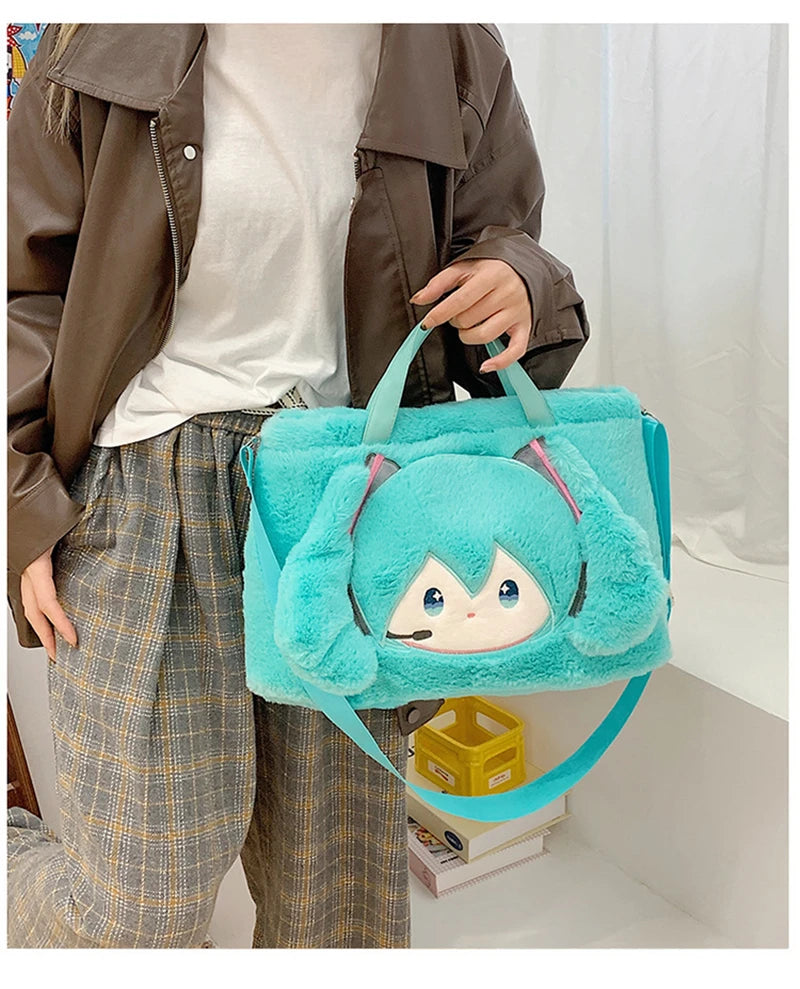 Front view of cute Hatsune Miku anime crossbody shoulder bag