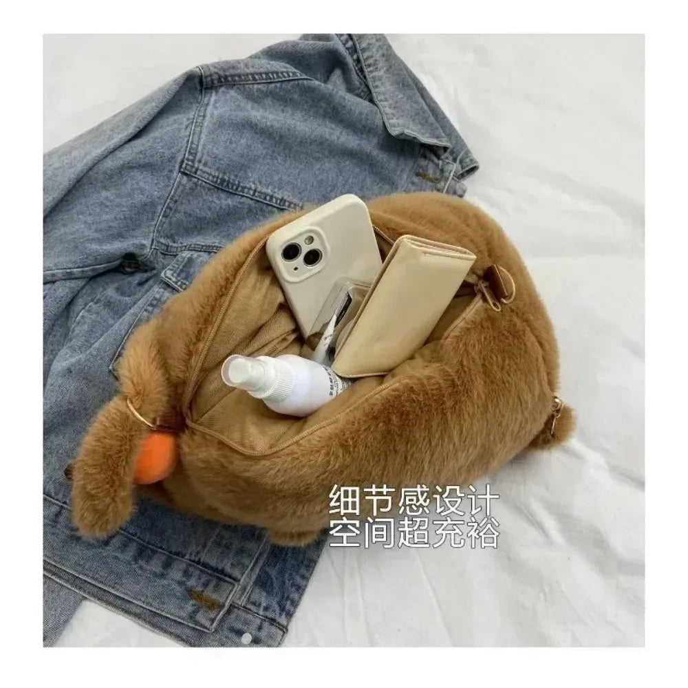 Capybara Plush Backpack – Kawaii Fashion Stuffed Animal Bag Plushie Doll