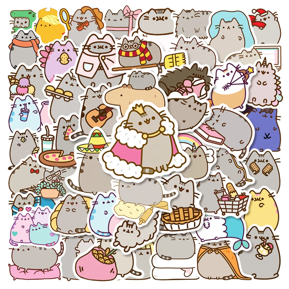 50PCS Kawaii Chunky Cat Stickers | Cute Aesthetic Waterproof Decals for Phone, Laptop & Scrapbooking